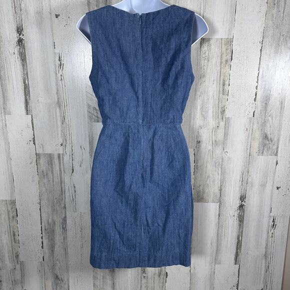 J.Crew Chambray Sleeveless Shift Dress 4 – Embroidered Neckline & Hem Classic - Picture 2 of 11